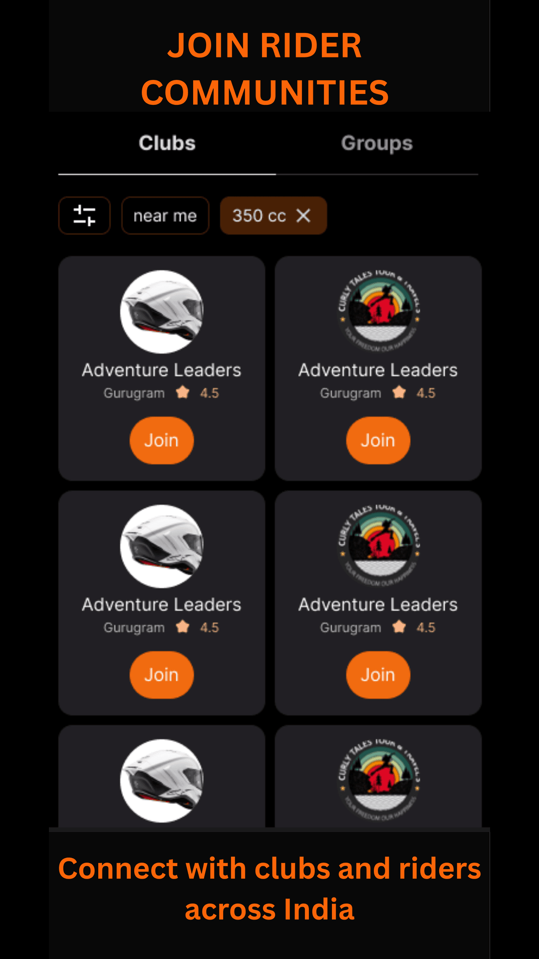 Mytra app — clubs